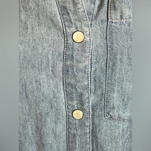 VERONICA BEARD Allison Lakeshore Chambray Front Tie Mini Dress Blue Size 2 NWT - Picture 9 of 12